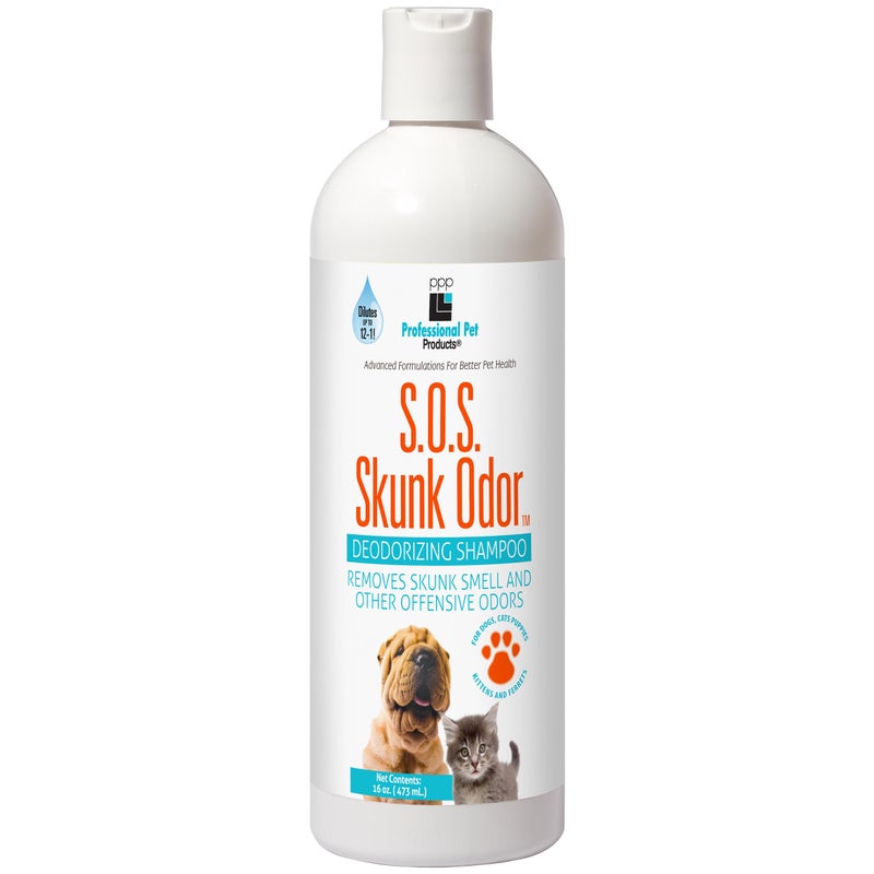 PPP Skunk Odor Shampoo for Dogs & Cats - Eliminates Skunk Odor at the Source with Powerful Deodorizers - 16 fl oz.